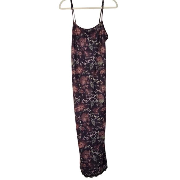 ROMWE Dresses & Skirts - Romantic Edgy Fairy Grunge Mesh Overlay Lace Trim Dark Floral Y2K Slip Dress L